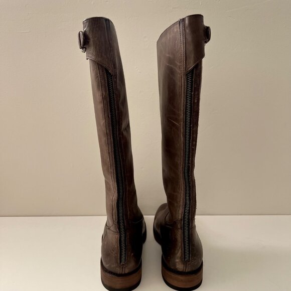 NEW FRYE Jayden Buckle Back Zip Leather Boots Slate Brown Women's Size 8.5 - Picture 6 of 15
